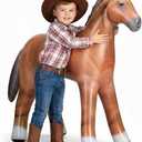 37" Inflatable Horse Decoration - Blow Up Brown Horse Toy for Kids Western, Cowboy, Barnyard, Farm & Rodeo Party Supplies, Birthday, Fall Festivals, Baby Shower, Halloween & Holiday Décor