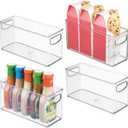 InterDesign Slim Clear Plastic Stackable Storage Bin, Tall Narrow Organizer for Kitchen or Pantry, 4-Pack