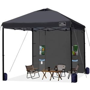 KAMPKEEPER 10x10 Easy Pop Up Canopy Tent with Sidewalls, Instant Outdoor Shade Shelter with Removable 10FT Sun Walls, Quick Setup Waterproof and UV-Resistant for Patio (Black, 1 Sidewall)