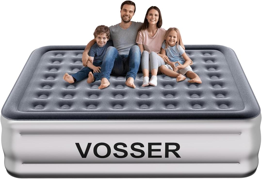 King Size Air Mattress with Built in Pump Raised,18King Air Mattress,Blow Up Mattress in 3 Mins,Self Inflatable Mattress for Camping,Floor&Travel,Portable Air Bed for Adults,750LB Max,Silver