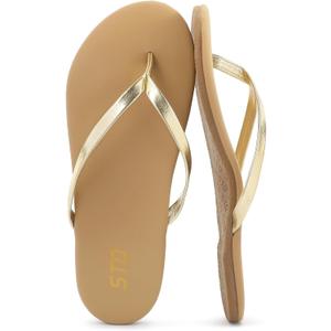 STQ Womens Flip Flops with Arch Support - Comfortable Orthopedic Thong Sandals for Women 2026 - Travel Cruise Essentials, Summer Vocation Outfits, Resort Wear (10, Gold)