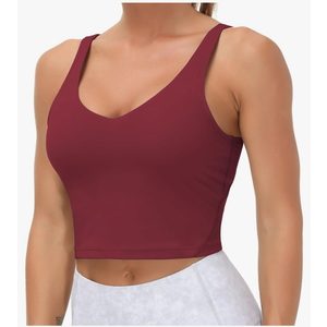 THE GYM PEOPLE Womens' Sports Bra Longline Wirefree Padded with Medium Support, Size L