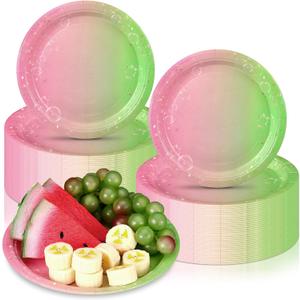 Zhehao 50 Pcs Pink and Green Plates 7 Inch Pink and Green Witch Party Decorations Glitter Disposable Paper Plates for Witch Princess Movie Themed Birthday Wedding Party Supplies