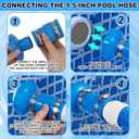 BOXOB 8pcs Pool Vacuum Hose Adapter Kit, Blue Pool Skimmer Hose Connector Fittings with Clamps Parts Compatible with Intex Above Ground Swimming Pool Pumps Accessories