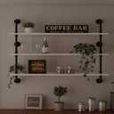 HDDFER Industrial Pipe Shelving Rustic White Pipe Wall Shelves Industrial Shelves with Wood Planks Floating Shelves 48 Inch Farmhouse Bathroom,Kitchen Shelving Wall Mounted