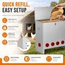 Automatic Chicken Feeder 85-120 lb Capacity, 6-Port Galvanized Metal Poultry Feeder with Covered Feeding Ports, Locking Lid and Raised Legs for Backyard Coop, Farm and Outdoor Use