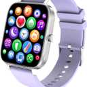 Smart Watch for Men Women Compatible with iPhone Samsung Android Phone 1.69 inch Full Touch Screen IP68 Waterproof Bluetooh Fitness Tracker Heart Rate/Sleep Monitor (Purple)