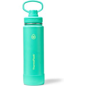 ThermoFlask Insulated Water Bottle with Spout Lid (24 oz, Screamin' Green) - Leakproof, Stainless Steel Water Bottle for Cold & Hot Drinks, Travel & Daily Hydration
