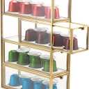 ELLDOO Coffee Pod Holder with 4 Drawers, Gold Glass Coffee Pod Organizer for K Cup Espresso, Clear Coffee Capsule Storage Holder for Coffee Bar Office Home Coffee Station Counter