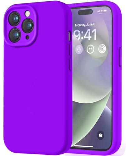 LOVE 3000 Designed for iPhone 14 Pro Max Case, Premium Silicone with [Soft Anti-Scratch Microfiber Lining] Shockproof Protective Phone Case for Men Women Girls 6.7", Neon Purple
