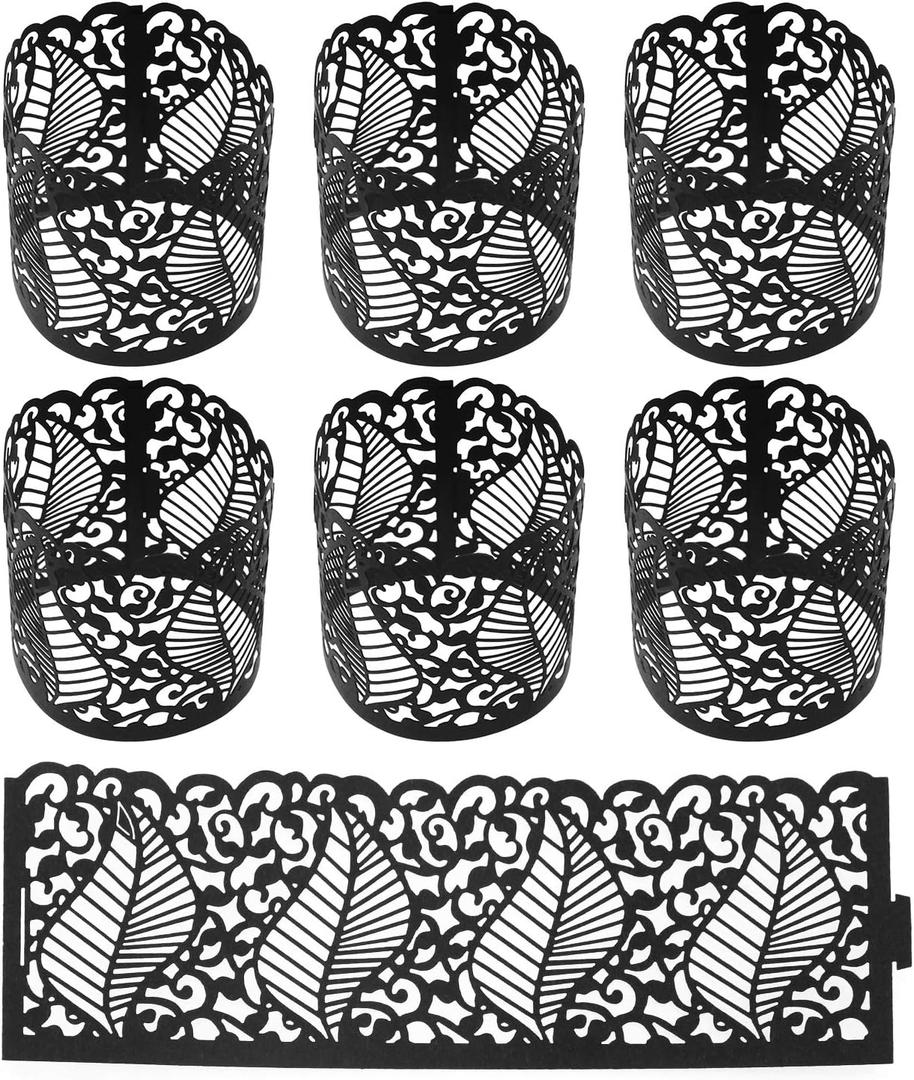Create idea 50Pcs LED Tea Light Candle Tealight Wrap Lampshade Holder Set for Votive Centerpieces Wedding Birthday Party Baby Shower Black