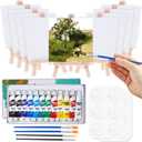 Mini Canvas and Easel, Cridoz 47 Pieces Small Canvas Painting Set Includes Mini Easel, Acrylic Paint, Paintbrushes and Palette for Artists Art Party Sip and Paint Night