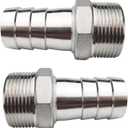 1-1/4"(32mm) Hose Barb to 1-1/4" NPT Male Threaded- Stainless Steel Hose Fitting Connector Adapter Pipe Fitting Pack of 2