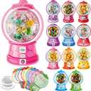 Valentine's Candy Cards Gift Set with Plastic Domes - DIY Craft Treat Holder, Bubble Gum Machine Theme Valentines Day Candy Dispenser Cards for Classroom Exchange, School Party Favors (36/18 Pcs) (18)