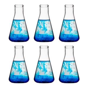 50ml Glass Erlenmeyer Flask Set, Narrow Mouth Graduated Flasks, 3.3 Borosilicate Glass, Ideal for Laboratory, Classroom or Home Use, HUAOU, Pack of 6