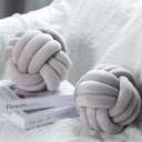 Namalu 2 Pieces Knot Ball Pillows Round Plush Aesthetic Cushion Pillows Soft Stress Relieving Cute Decorative Knotted Pillows for Kids Bed Sofa Bedroom Decor (Gray, 7.87 Inches)