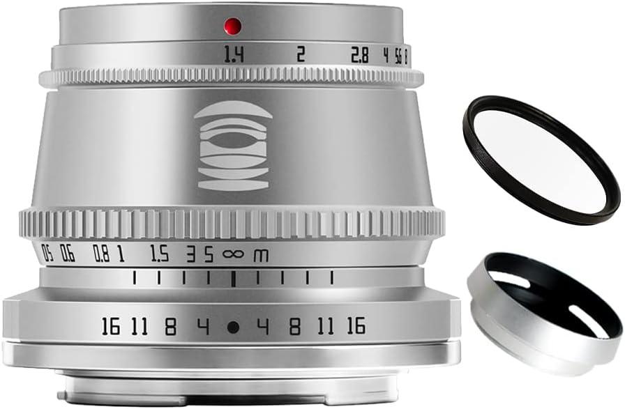 TTArtisan 35mm F1.4 APS-C Format Large Aperture Manual Focus Fixed Lens for Fujifilm X Mount Cameras Silver