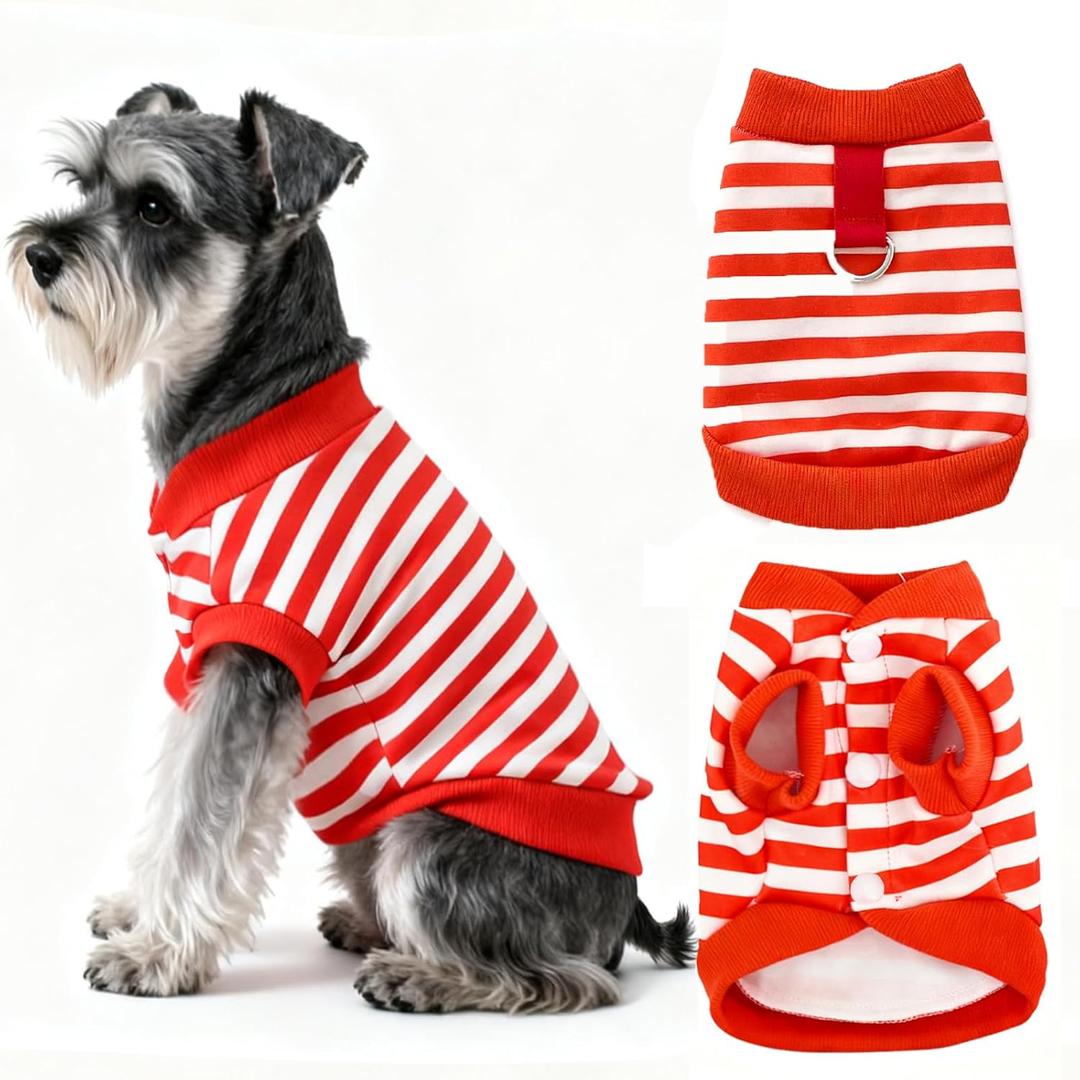 Striped Dog Sweater, Puppy Sweaters for Small Dogs Boy Girl, Warm Stretchy Pets Coats Sweatshirt, Thick Warm Cozy Stretchy Sweater for Dog&Cat (Red & White Strip, XL)