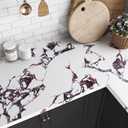 VEELIKE White Purple Marble Contact Paper for Countertops Peel and Stick Waterproof Marble Countertop Contact Paper Wide 32''x118'' Removable Matte Thick Marble Wallpaper for Walls Bathroom Table