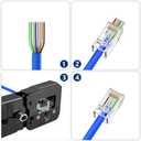 200 Pack Cat6 RJ45 Pass Through Connector, RJ45 Connectors Cat6 Pass Through Connectors (Modular Plugs/Network Connector) for Solid or Stranded UTP Cable