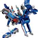 Collision Transforming Dinosaur Car Toy, Magnetic Dinosaur Transformer Car for Boys & Girls Party Favors Birthday Christmas (Blue)
