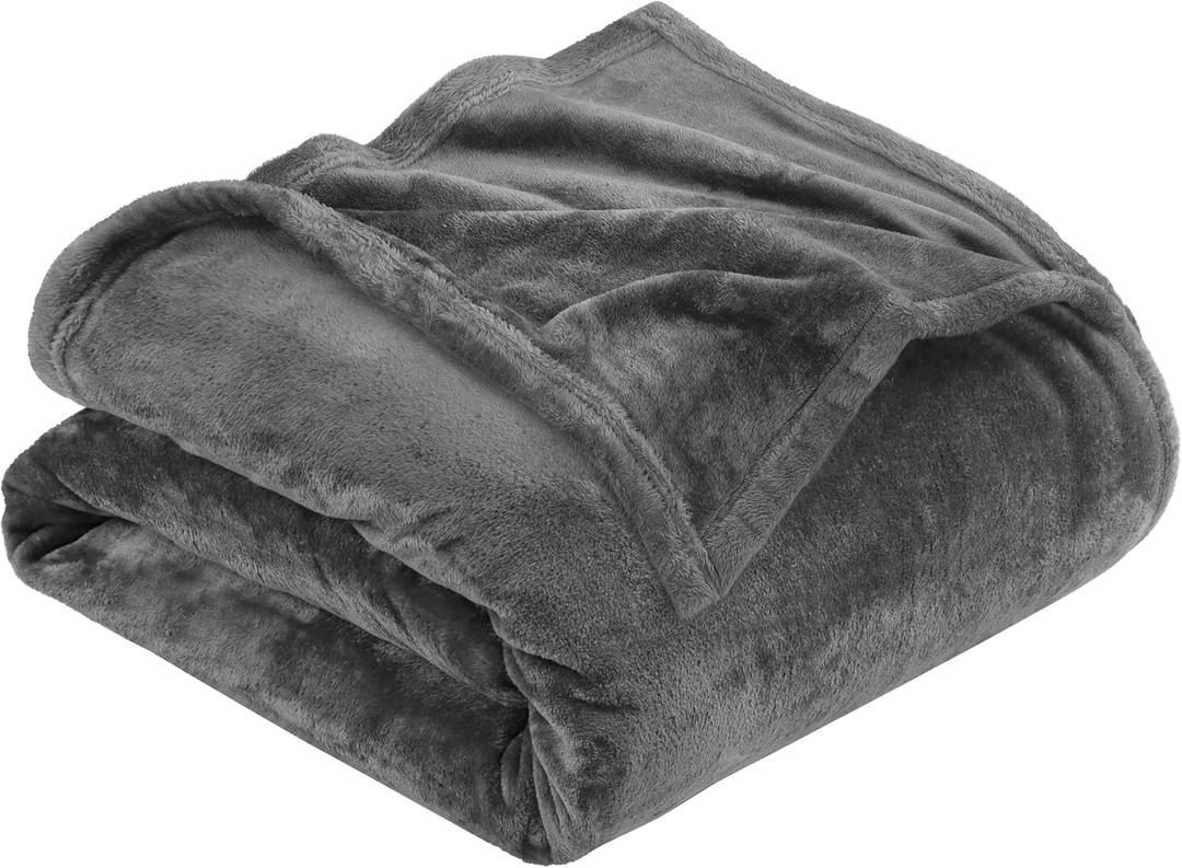 Utopia Bedding Fleece Blanket Queen Size Grey 300GSM Luxury Anti-Static Fuzzy Soft Microfiber Bed Blanket (90x90 Inch) (Queen (90x90 Inch))