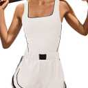 Yanekop Womens Athletic Romper Sleeveless Workout Jumpsuits Exercise Active Rompers One Piece Outfits Gym Yoga Clothes (Small, White)