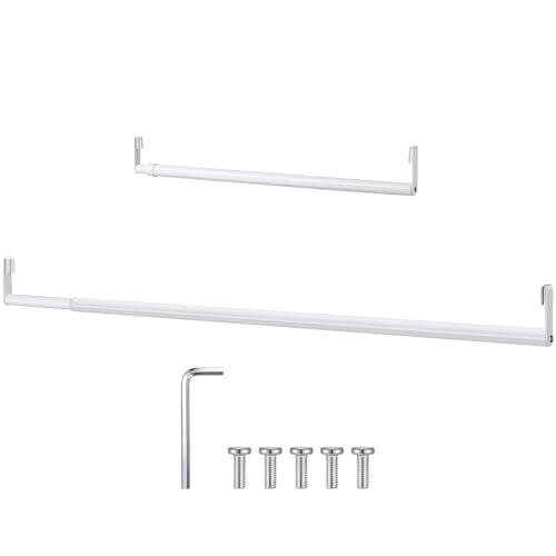 Threehoney Expandable Closet Rod for Wire Shelf Hanging Clothes Adjustable Heavy Duty Closet Hanging Rod Extender Heavy Duty Hanger Bar Metal Poles for Wardrobes Hanger, 1 Pack(36-60 Inch, White)