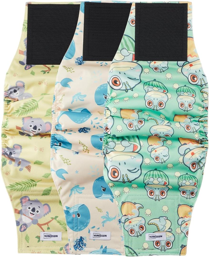 Washable Male Dog Diapers Reusable, Premium Dog Belly Bands for Male Dogs Medium, Pack of 3, High Absorbing Male Dog Pee Wraps for Doggie in Incontinence or Excitable Urination and Training(M)