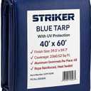 Striker All Purpose PE Cover with UV Protection, Rust-Resistant Grommets, and Rope-Reinforced Edges (Blue, 40' x 60')