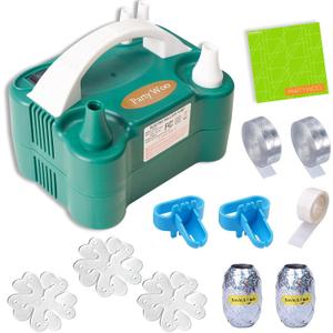 PartyWoo 110V 600W Electric Balloon Pump, Portable Balloon Inflator, Dual Nozzle Air Pump for Balloon Garland