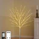 4FT Lighted Birch Tree with 400 LED Warm White Lights, 8 Twinkle Modes, Timer, Dimmable Artificial Light Up Twig Christmas Tree for Indoor Outdoor Xmas Holiday Party Decor