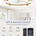 LEDIARY 24" Ceiling Fans with Lights and Remote, Modern Low Profile Ceiling Fan, 3 CCT, Stepless Dimmable, Fandelier Flush Mount Fan Light, 6 Speeds, DC Motor, App & Remote Control for Bedroom(Gold)