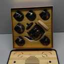 Hushee Japanese Tea Set in Gift Box Asian Porcelain Tea Set with 1 Teapot, 6 Cups, 1 Tray, 1 Stainless Infuser, Black Ceramic Chinese Teapot Valentine Gift for Adult Lover