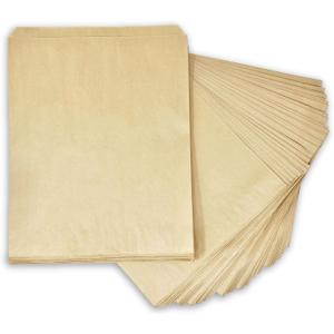 Flexicore Packaging Flat Brown Kraft Paper Bags Size: 12 Inch Wide X 15 Inch High | Count: 100 Bags | Color: Brown