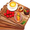 Roowest 5 Pack Solid Acacia Wood Serving Trays Rectangular Wooden Board for Food Appetizer Serving Tray Plates for Vegetables Fruit Charcuterie Cheese Platters Home Decor(13 x 9 Inch)