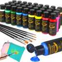 Colorful Acrylic Leather Paint Set, 36 Colors Leather Paint for Shoes| Leather Accessories | Premium Shoe Paint Kit for Sneakers | Bags | Purses | Waterproof, Flexible, Long-Lasting Sneaker Paint Kits (Classic-1 Fl Oz (Pack of 36))