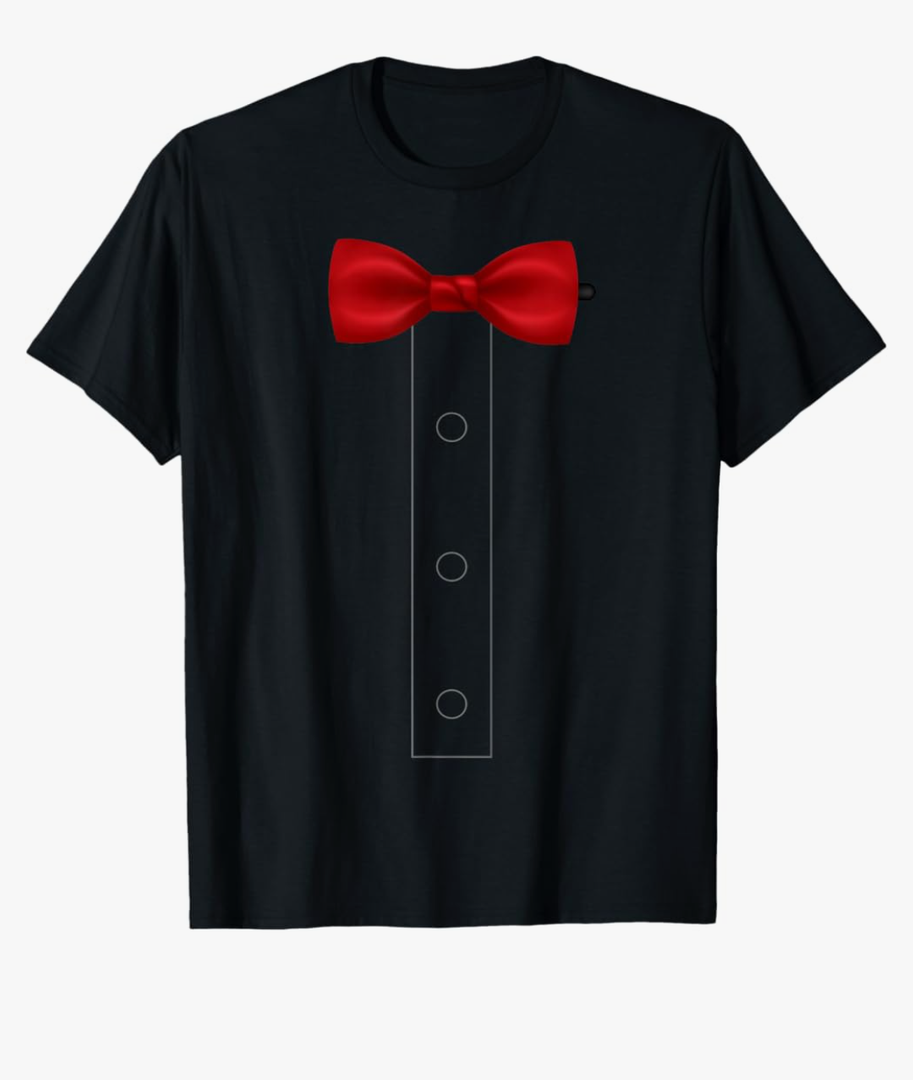 Funny FAUX FAKE Tuxedo TShirt with bowtie TShirt 2XL, Black
