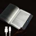 Book Light, Rechargeable Clear LED Flat Reading Light with 3 Colors & Timer, Dimmable Panel Plate Lamp Book Full Page Light for Reading in Bed at Night, Funny Gifts for Readers Kids Women Men (White)