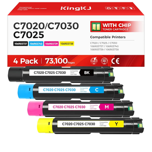 Versalink C7020 C7025 C7030 Toner Cartridge 4-Pack High Capacity 106R03737 106R03740 106R03739 106R03738 Replacement Compatible for Xerox VersaLink C7020 C7025 C7030 Printer Black Cyan Magenta Yellow