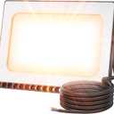 Viugreum 100W LED Flood Light Outdoor, 3000K Warm White 8000LM Super Bright Outdoor Security Light, IP67 Waterproof for Garage, Warehouse, Garden & Yard