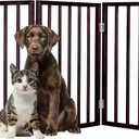 3-Panel Indoor Foldable Dog Fence for Stairs, Hallways, or Doorways - 54x24-Inch Wood Freestanding Dog Gates by PETMAKER (Brown)