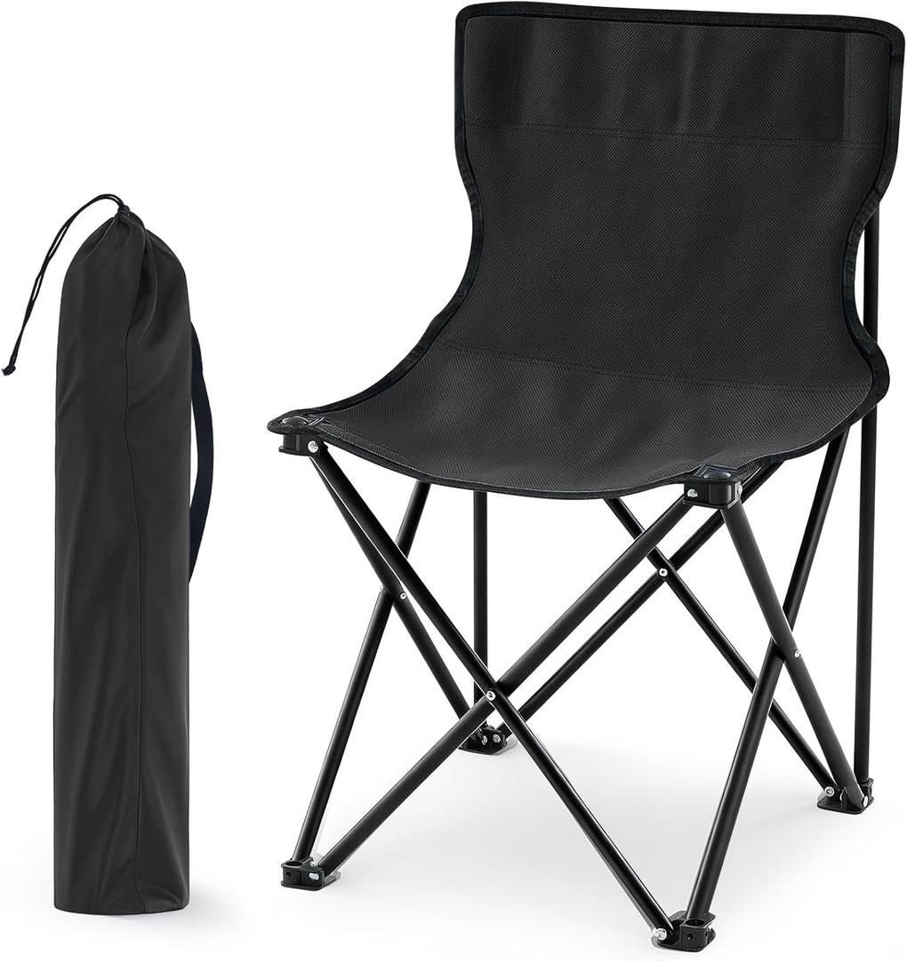 Cinnvoice Portable Sauna Chair Fast Folding, Lightweight Compact Chairs with Carrying Bag for Outdoor Travel Beach Picnic Festival Camping Fishing Hiking Backpacking(Black,Folding Chair)