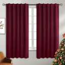 BGment Christmas Red Blackout Curtains 63 Inch Length - Rod Pocket and Back Tab Thermal Insulated Room Darkening Curtains for Living Room/Bedroom, 2 Panels (42 x 63 Inch, Burgundy Red)