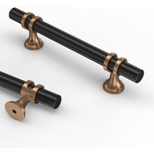 Asidrama 10 Pack 3 Inch(76mm) Champagne Bronze and Matte Black Kitchen Cabinet Handles, Cabinet Pulls Kitchen Cabinet Hardware Cupboard Handles Drawer Pulls