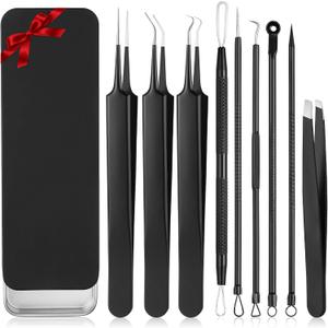 9 PCS Blackhead Extraction Tool Kit, Blackhead Remover Tool Comedones Extractor Acne Removal Kit for Nose Face