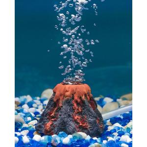Uniclife Aquarium Volcano Ornament Kit Fish Tank Decoration Mini Resin Volcanic Decor for Fish Tank Landscape Realistic Mountain with Air Stone Bubbler Airline Tubing Accessories for Oxygenation (Red)