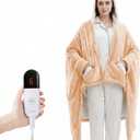 Heated Sherpa Wrap Shawl Hoodie, Electric Throw Blanket With pockets 7 Level Heating & 1-4 Hours Heating Time Settings, Suitable as a gift, 40 * 70", Yellow