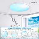 20 Inch Flush Mount Ceiling Light Fixture,43W Dimmable Ceiling Light with Remote, 3000K/4500K/6000K Adjustable White Ceiling Lights, Blue Sky LED Round Flat Panel Light for Kitchen, Bedroom