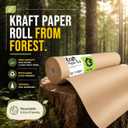 GUTAG 36" x 1200" (100') Kraft Paper Roll for Craft Bulletin Board Paper Art Table Covering Crafting Gift Wrapping Bouquet Packing Parcel 70GSM 50LB (Brown, 36x1200)